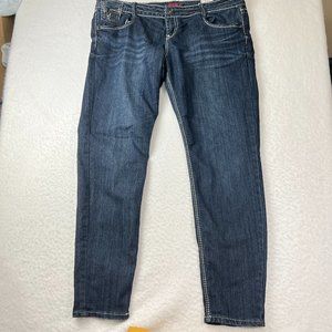 NWT Bongo Skinny Jeans Junior Sz 17 Distressed Silver Stitching Straight Leg